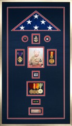 An Example Of A Custom Flag Display Case With Navy Memorabilia For A Navy Veteran