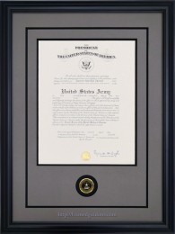 Custom Framed US Army Promotion Certificate