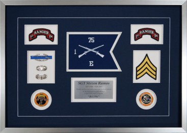 1st Battalion 75th Ranger Regiment Mini Guidon With Pins And Challenge Coins