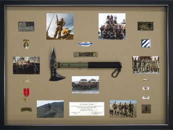 Military Shadow Box Examples - Ranger Hawk Axe and Bronze Star and Photos