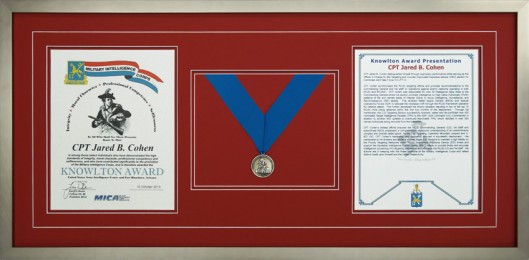 Custom Framed Knowlton Award With Medallion