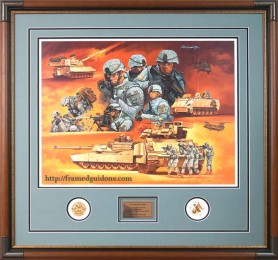 Military Print - Custom Framed Desert Warfare Compilation Scene