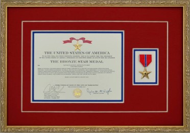 Framed Military Medals - Custom Framed Bronze Star Medal With Award Document