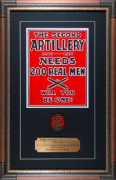 Custom Framed WWI Recruiting Poster For The Second Artillery
