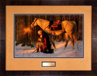 The Prayer At Valley Forge By A Friberg - Framed Military Print