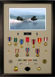 Army Retirement Shadow Box With Medals and Photograph