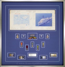 Navy Retirement Shadow Box With Medals and Belt Buckles