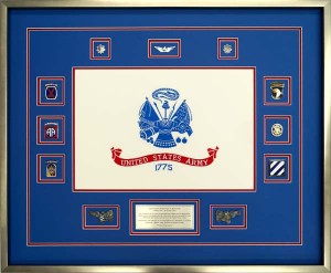 Example of Custom Framing The Flag of The United States Army given as retirement gift