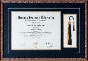 Georgia Southern University College Diploma Framed With Tassels