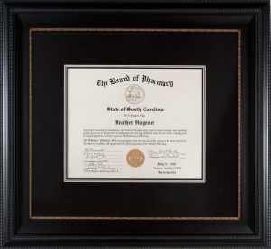 South Carolina Board Of Pharmacy Certificate Frame