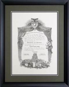 West Point Diploma Custom Framed – Simple Diploma Frame With Matching Color Mats