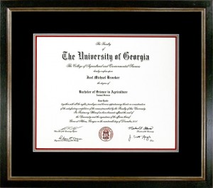 Framed University of Georgia Diploma Examples