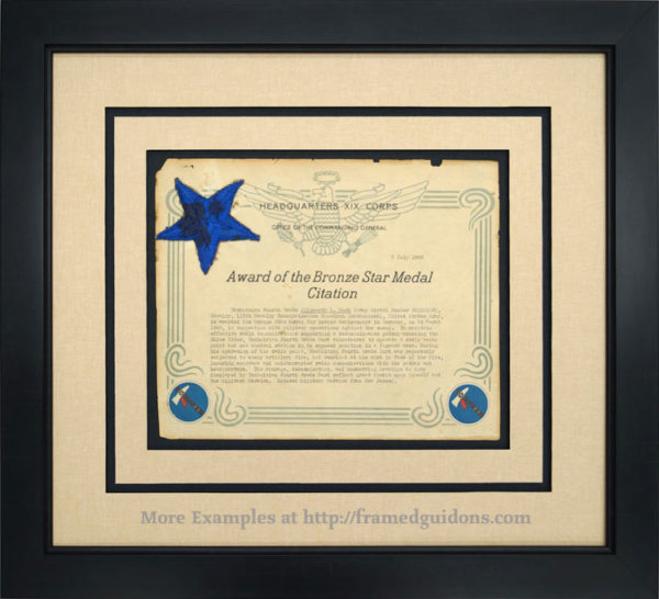 Award of the Bronze Star Medal Citation - Framed Guidons*