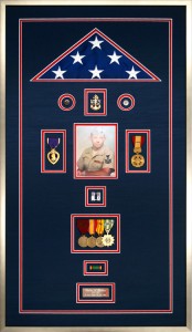 This Is An Example Of A Custom Flag Display Case With Navy Memorabilia