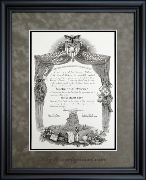 Framed West Point Diploma Framed Guidons*