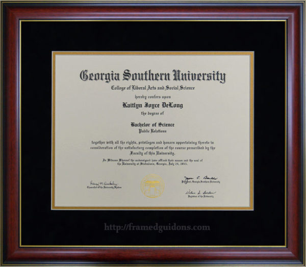 Georgia Southern University Framed Diploma - Framed Guidons*