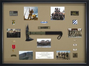 Military Shadow Box Examples - Ranger Hawk Axe and Bronze Star and Photos