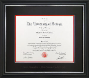 UGA Doctor of Pharmacy Diploma Framed