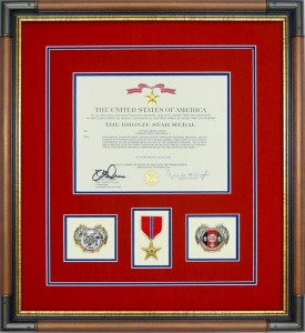 Framed Military Medals - Bronze Star Medal With Award Document