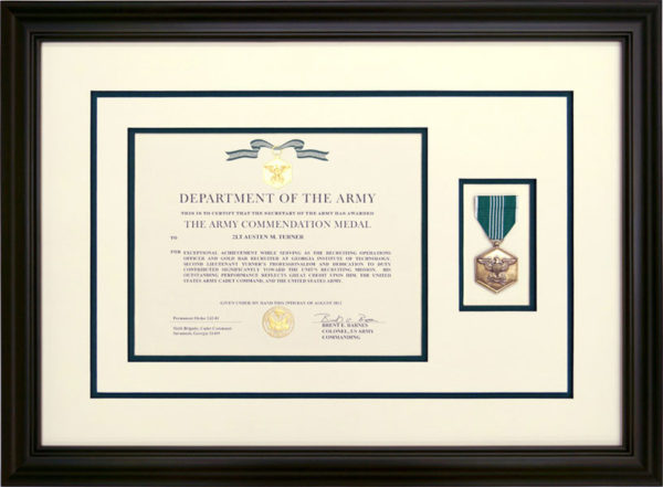 Army Commendation Metal With Award Document - Framed Guidons*