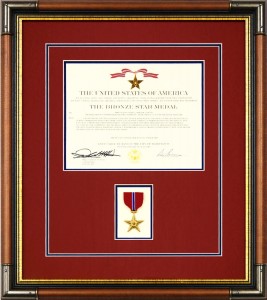 Bronze Star Medal With Award Document - Vertical Design