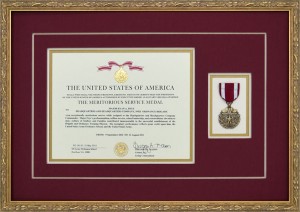 Meritorious Service Medal Custom Framed With Award Document